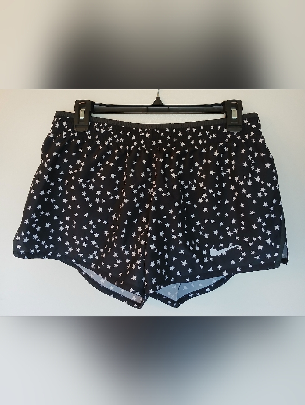 Nike Dri-Fit Black White Stars Women's Running Shorts Size Medium